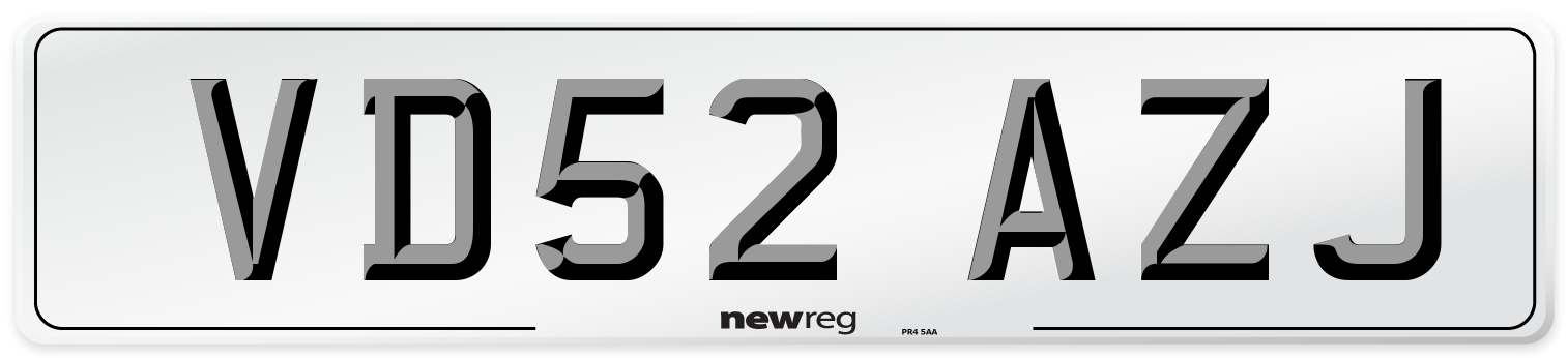 VD52 AZJ Number Plate from New Reg